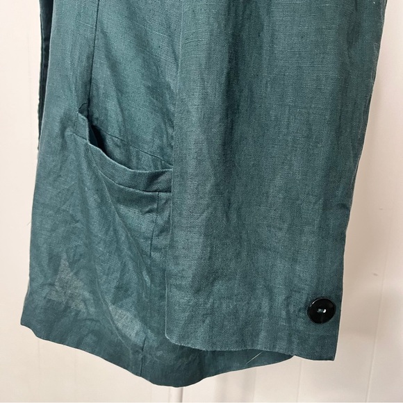 Lord & Taylor 100% Linen Unlined Blazer Longline Dark Green Size 18W Career - Picture 7 of 11